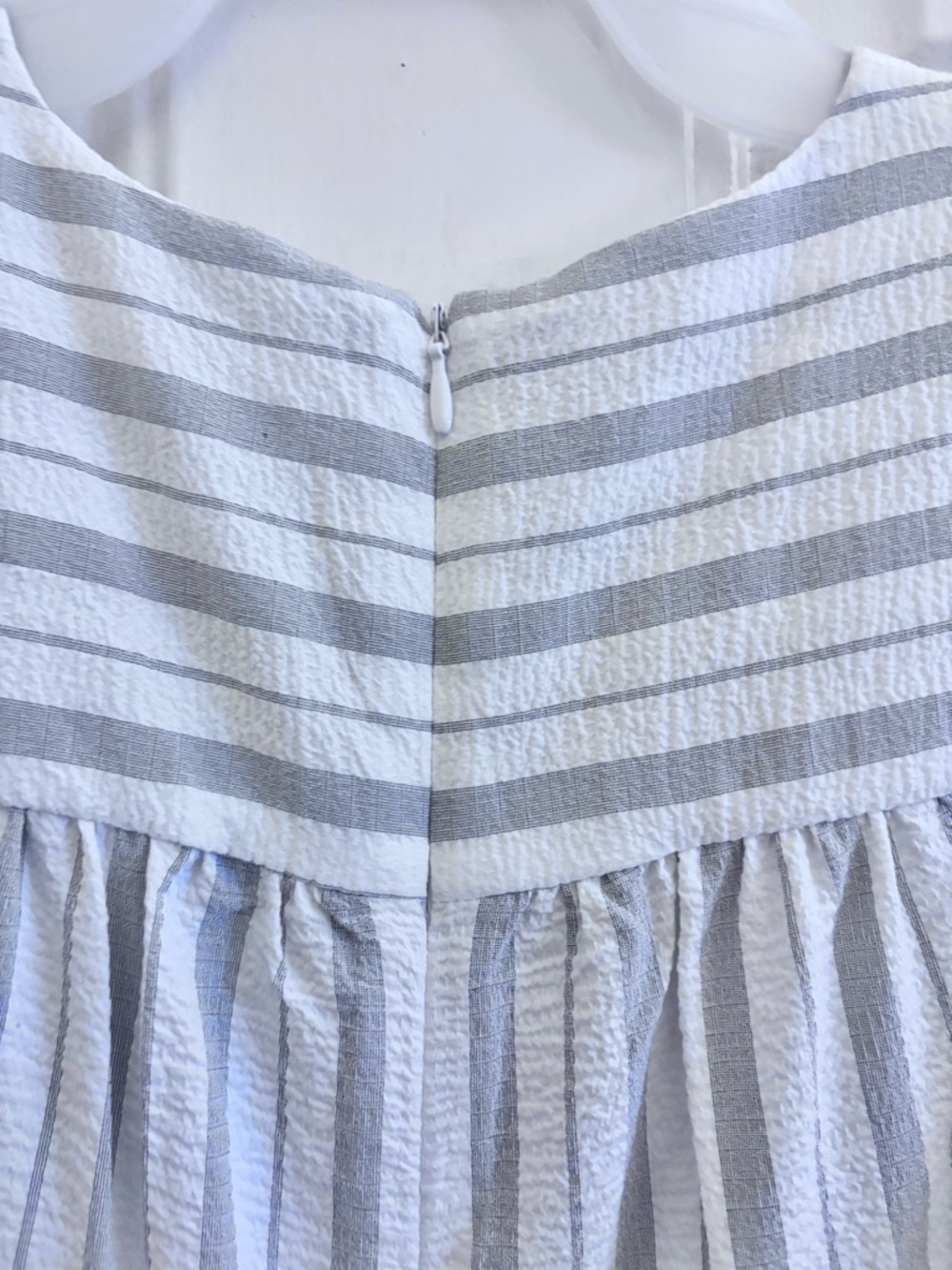 Calvin Klein Striped Faux-Wrap Maxi Dress in White and Light Gray - Picture 4 of 9